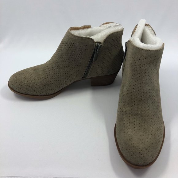 NEW! Suede Perforated Ankle Booties Lucky Brand Bayley 2 - Picture 3 of 8